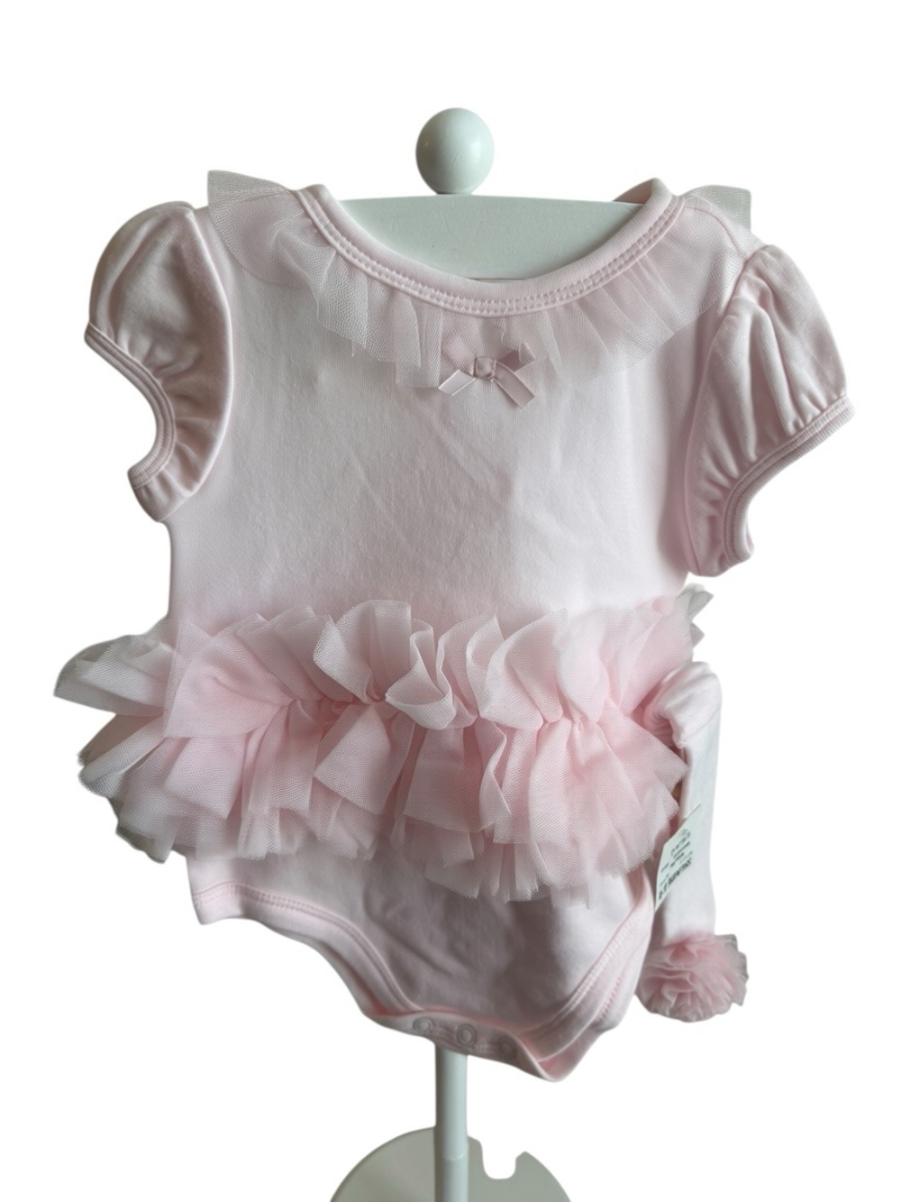 First Impressions Light Pink Tulle Ruffle Baby Onesie
